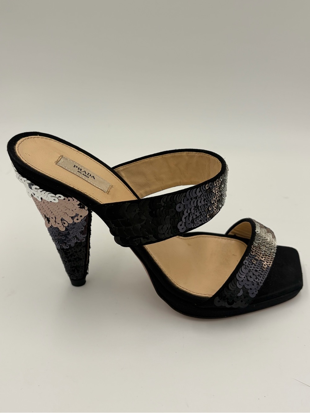 Prada Runway sequin Heels Sandals Slingback Mules 90s Size 35 US 5 New